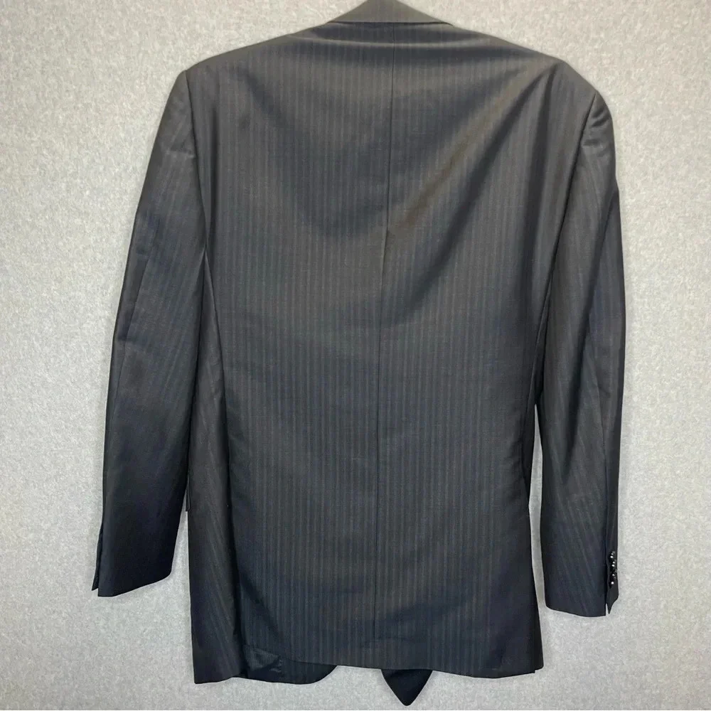 Ermenegildo Zegna Summer Trofeo Mohair Wool Silk Black Pinstriped Blazer Jacket - Picture 5 of 7